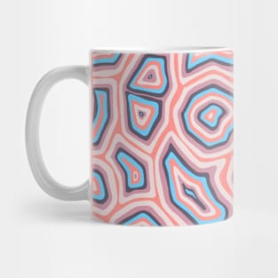 Blue and Coral Groovy Liquid Marble Swirls Mug